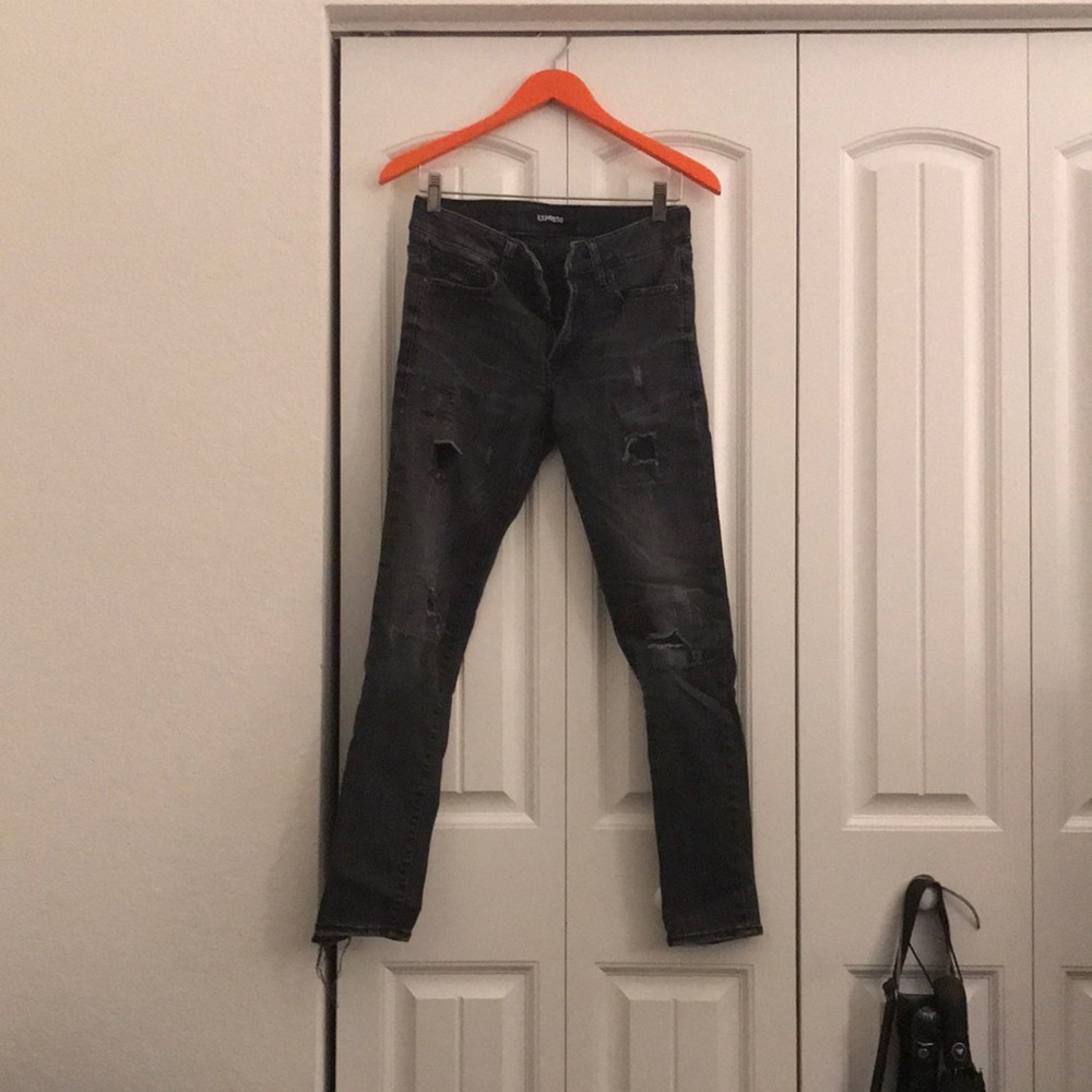 Men's Express Black Distressed Jeans